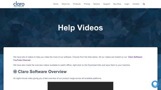 
                            7. Help Videos – Claro Software