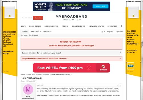 
                            4. Help: VOX account | MyBroadband