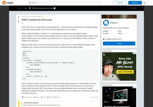 
                            5. [HELP] weakauras LUA script : WowUI - Reddit