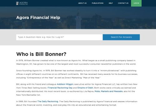 
                            13. Help - Who is Bill Bonner? - Agora Financial