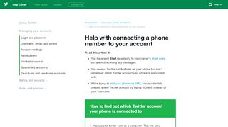 
                            13. Help with connecting a phone number to your account - Twitter support