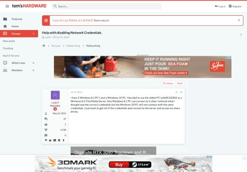 
                            10. Help with disabling Network Credentials. | Tom's Hardware Forum