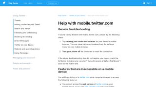 
                            2. Help with mobile.twitter.com - Twitter support