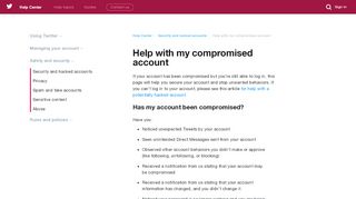 
                            2. Help with my compromised account - Twitter support