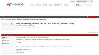 
                            13. Help with setting up static DNS on T3200M router/modem (Telus ...