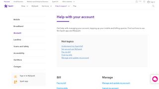 
                            2. Help with your account | Spark NZ