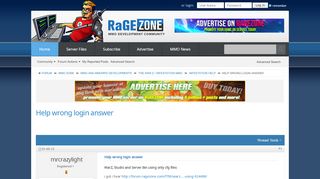 
                            4. Help wrong login answer - RaGEZONE - MMO development community