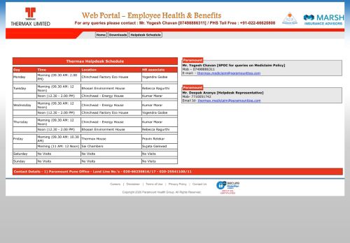 
                            2. Helpdesk - Paramount Health Services (TPA) Pvt. Ltd.