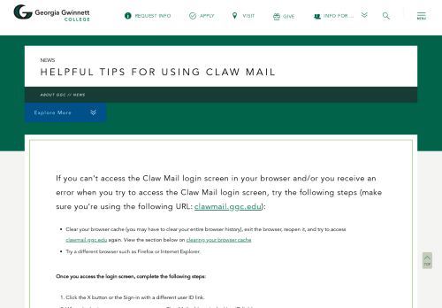 
                            2. Helpful tips for using Claw Mail | Georgia Gwinnett College