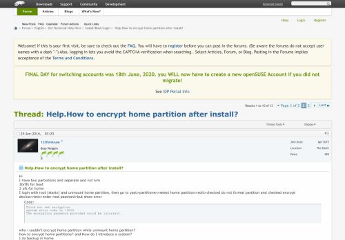 
                            8. Help.How to encrypt home partition after install? - openSUSE Forums