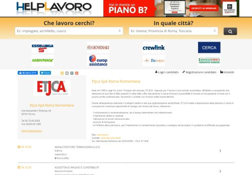 
                            4. HelpLavoro.it - Offerte di lavoro Etjca SpA Roma Nomentana