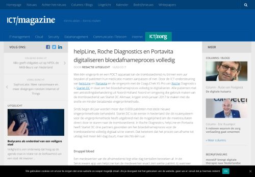 
                            11. helpLine, Roche Diagnostics en Portavita digitaliseren ... - ICT Magazine