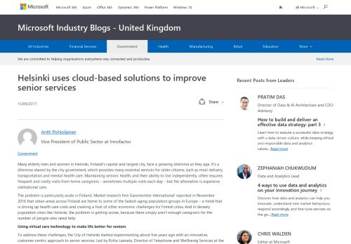 
                            9. Helsinki uses cloud-based solutions to improve senior services ...