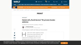 
                            11. Henkel will „Persil-Service“ für private Kunden anbieten - WELT