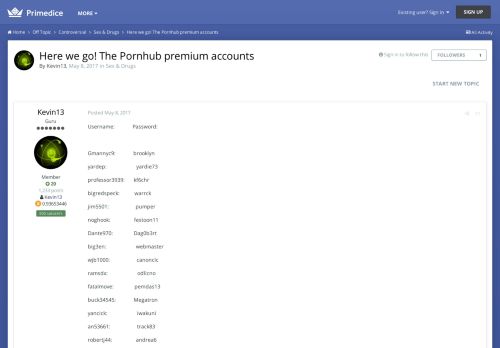 
                            6. Here we go! The Pornhub premium accounts - Sex & Drugs - Primedice ...