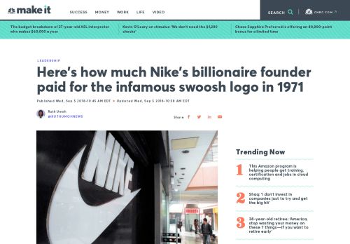 
                            8. Here's how much Nike's billionaire founder paid for its swoosh logo