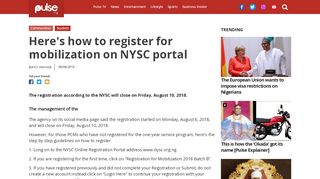 
                            7. Here's how to register for mobilization on NYSC portal - Pulse.ng