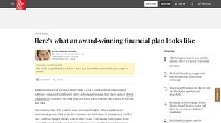 
                            9. Here's what an award-winning financial plan looks like - The Globe ...