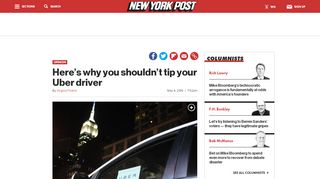 
                            11. Here's why you shouldn't tip your Uber driver - New York Post