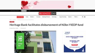
                            12. Heritage Bank facilitates disbursement of N3bn YIEDP ... - Businessday