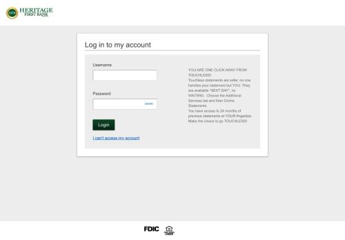 
                            10. Heritage First Bank | Login