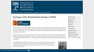 
                            12. Heritage of the Printed Book Database (HPB) [CERL]