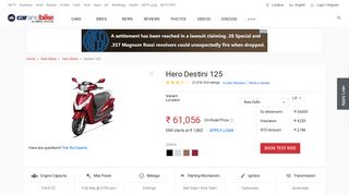 
                            11. Hero Destini 125 Price, Mileage, Review - Hero Bikes - CarAndBike
