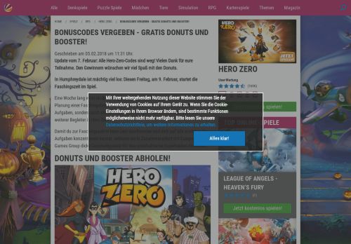 
                            12. Hero Zero: Bonuscodes zu vergeben - Gratis Donuts und Booster ...