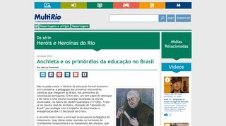 
                            11. Heróis e Heroínas do Rio - Anchieta e os primórdios da educação no ...