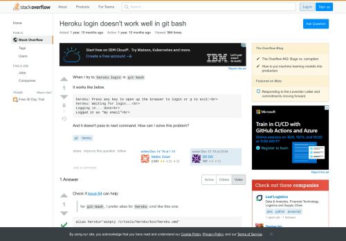 
                            11. Heroku login doesn't work well in git bash - Stack Overflow