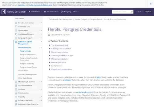 
                            12. Heroku Postgres Credentials | Heroku Dev Center