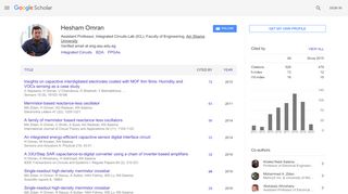 
                            13. Hesham Omran - Google Scholar Citations