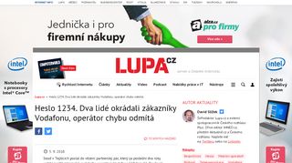 
                            11. Heslo 1234. Dva lidé okrádali zákazníky Vodafonu, operátor ... - Lupa.cz