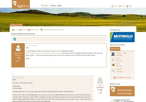 
                            4. [Hetzner] MySQL Datenbank ist leer - Typo3.net