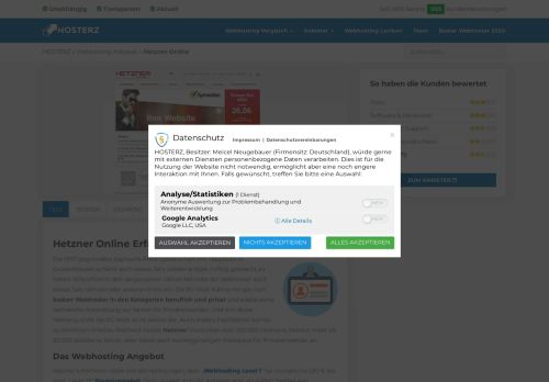
                            12. HETZNER ONLINE ERFAHRUNGEN & TEST 2019 | HOSTERZ