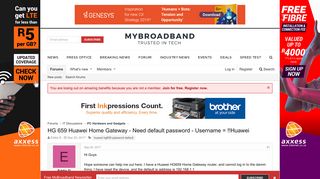 
                            10. HG 659 Huawei Home Gateway - Need default password - Username ...