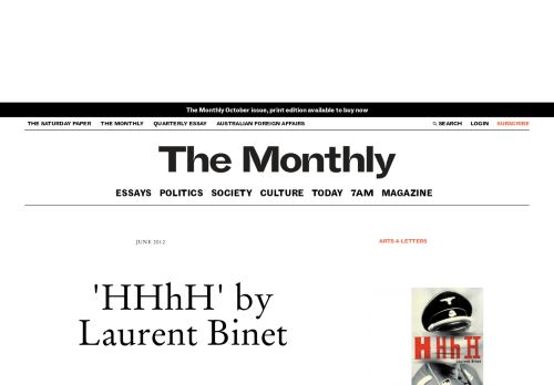 
                            10. 'HHhH' by Laurent Binet | The Monthly