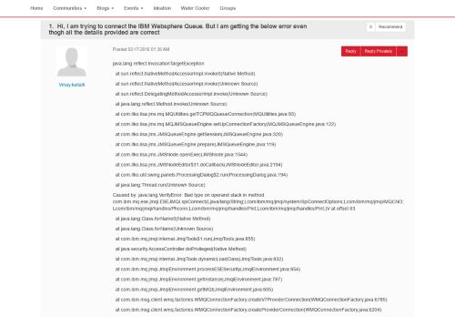 
                            12. Hi, I am trying to connect the IBM Websphere Qu... | CA Communities