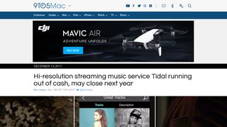 
                            8. Hi-resolution streaming music service Tidal running out of cash, may ...