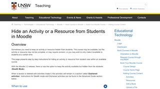 
                            4. Hide an Activity or a Resource from Students in Moodle | UNSW ...