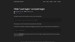 
                            9. Hide 'Last login:' on bash login | ariejan de vroom