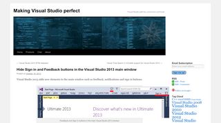 
                            12. Hide Sign in and Feedback buttons in the Visual Studio 2013 main ...