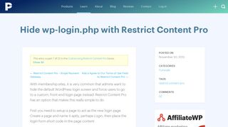 
                            4. Hide wp-login.php with Restrict Content Pro - Pippins Plugins