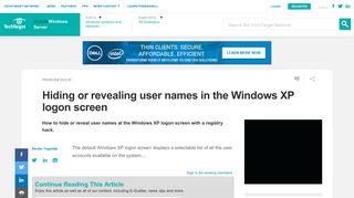 
                            12. Hiding or revealing user names in the Windows XP logon screen