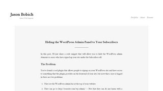 
                            8. Hiding the WordPress Admin Panel to Your Subscribers – Jason ...