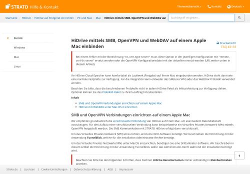 
                            3. HiDrive mittels SMB, OpenVPN und WebDAV auf einem Apple Mac ...