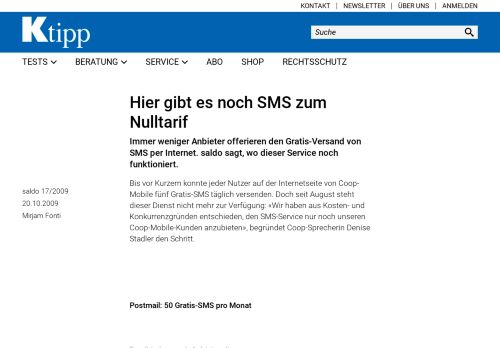 
                            6. Hier gibt es noch SMS zum Nulltarif - Artikel - www.ktipp.ch