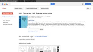 
                            11. High Energy and High Dose Ion Implantation - Google Books-Ergebnisseite