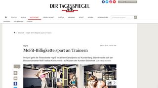 
                            10. High5: McFit-Billigkette spart an Trainern - Wirtschaft - Tagesspiegel