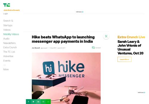 
                            9. Hike beats WhatsApp to launching messenger app payments in India ...
